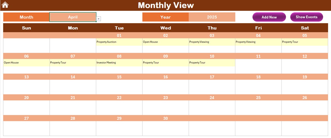 Monthly View Sheet