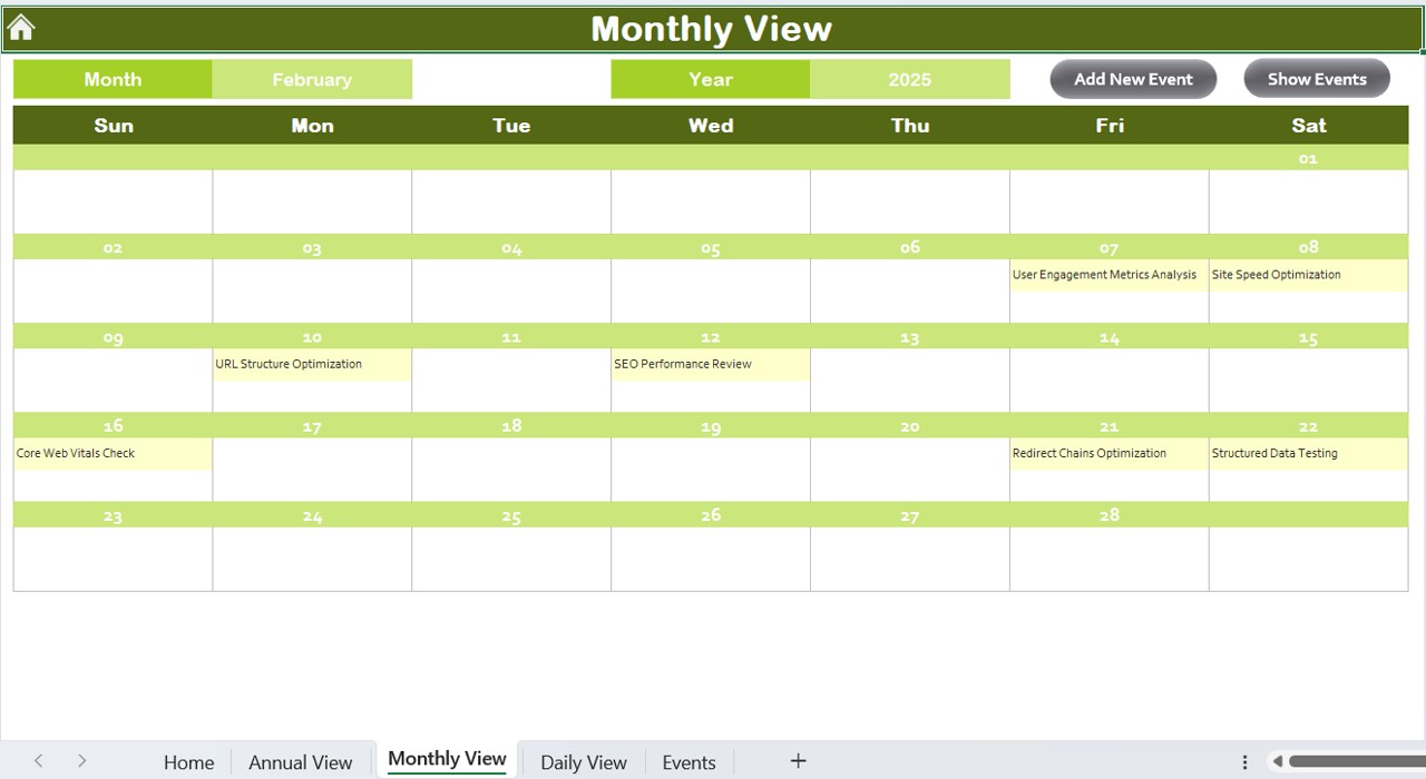 Monthly View Sheet