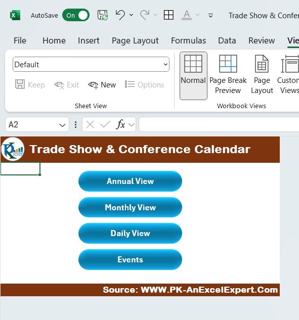 Trade Show & Conference Calendar in Excel 