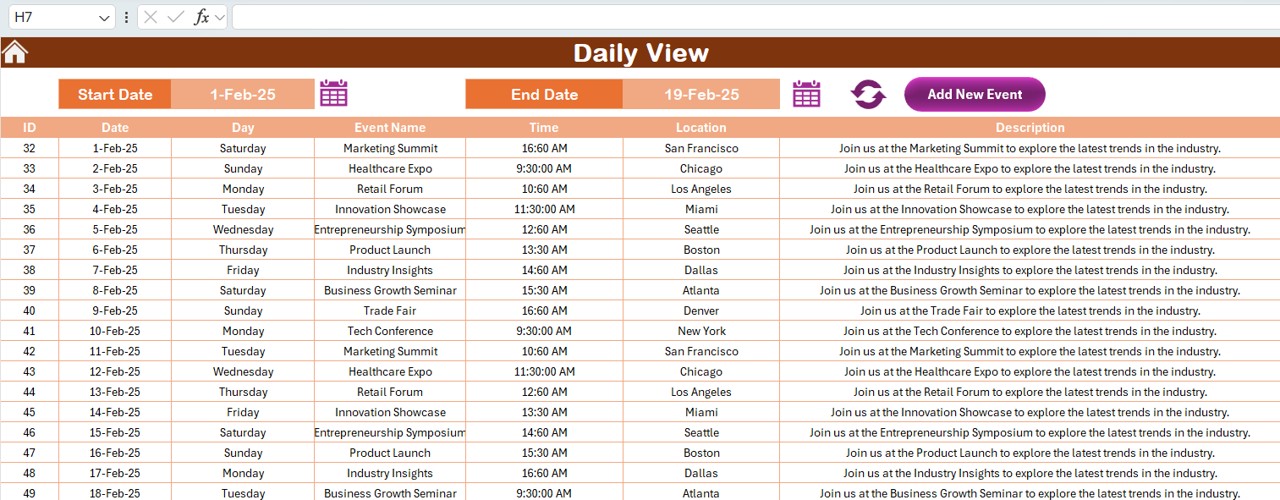 Daily View Sheet Tab