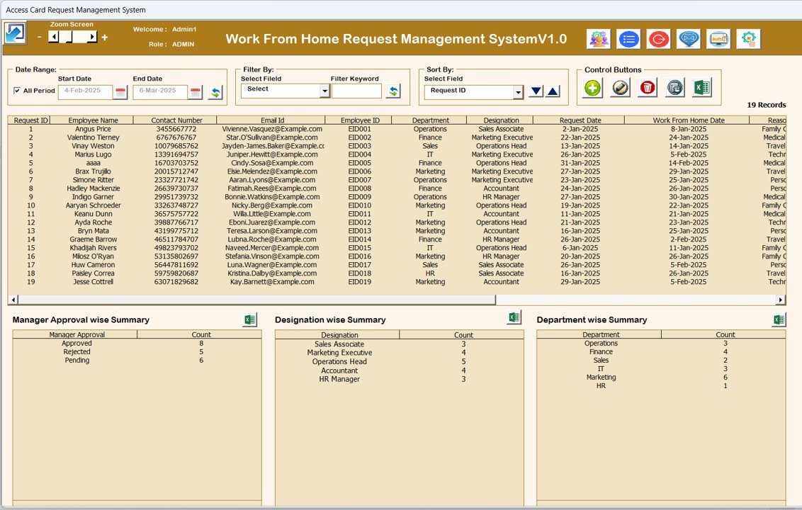 Work From Home Request Management System